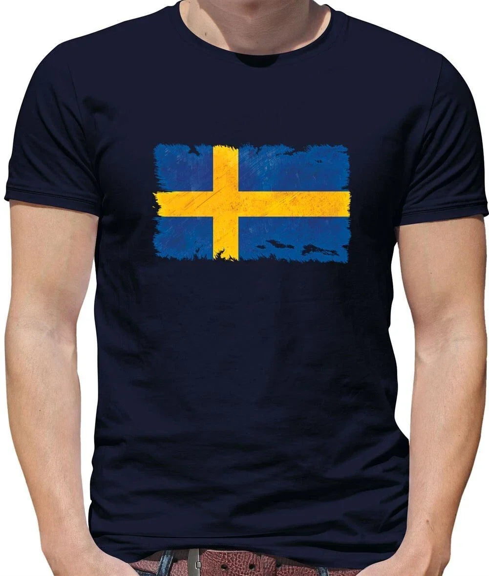 Schweden Grunge Stil Flagge - Herren - Schwedische Country Reise Flaggen Unisex T-shirt, Sweatshirt, Hoodie, Long Sleeve Tee - T-Shirt, Sweatshirt, Hoodie