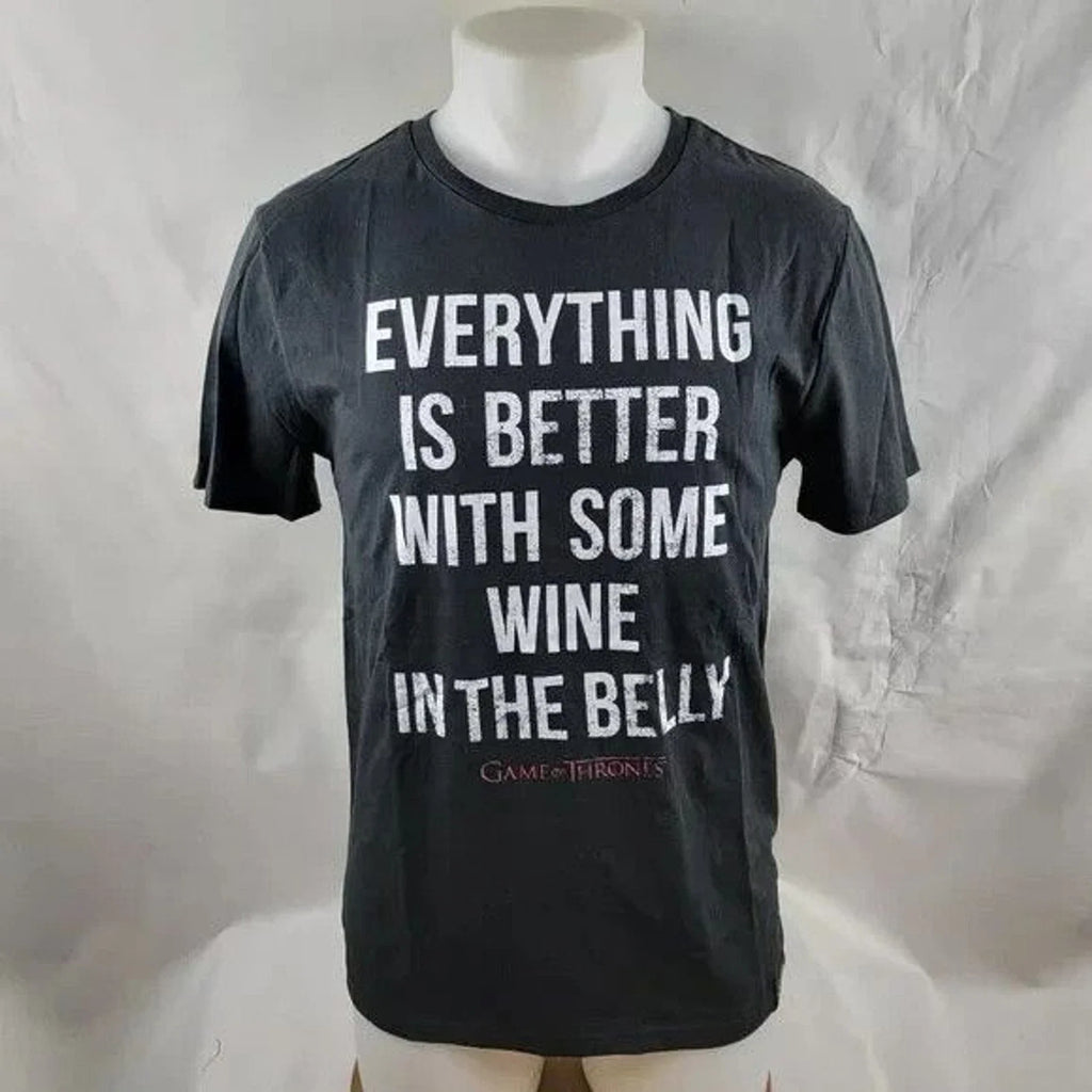 Game of Thrones HBO T Shirt Mens Small Wine in Belly Tyrion Black Short Sleeve Unisex T-shirt, Sweatshirt, Hoodie, Long Sleeve Tee - T-Shirt, Sweatshirt, Hoodie