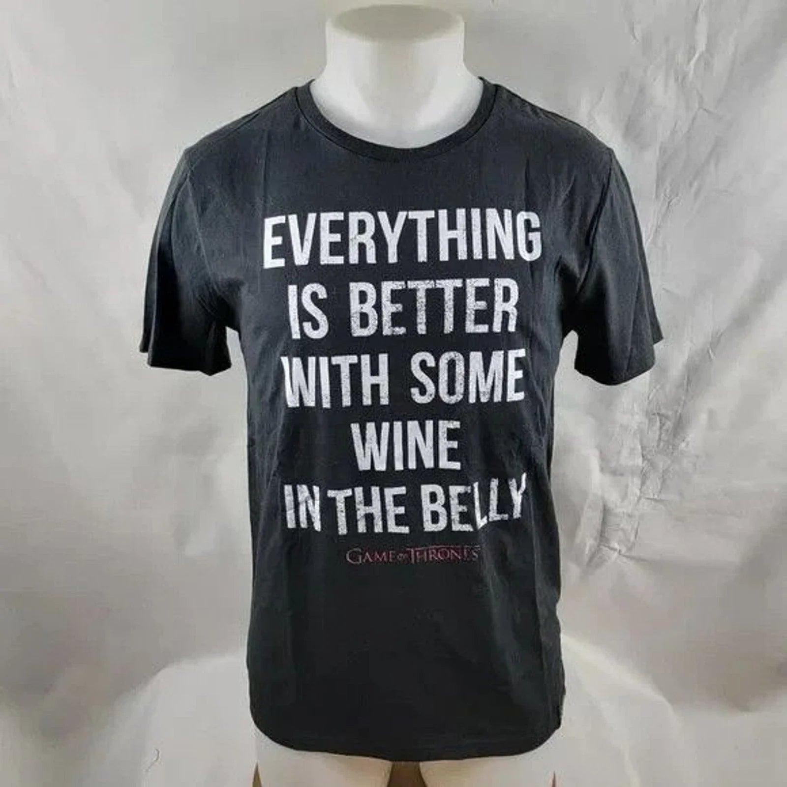 Game of Thrones HBO T Shirt Mens Small Wine in Belly Tyrion Black Short Sleeve Unisex T-shirt, Sweatshirt, Hoodie, Long Sleeve Tee - T-Shirt, Sweatshirt, Hoodie