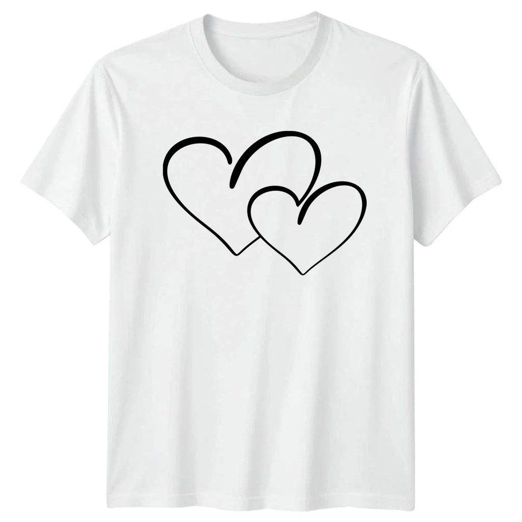 Simple Line Art Hearts Valentines T-Shirt Minimalist Aesthetic Love Couple Unisex T-shirt, Sweatshirt, Hoodie, Long Sleeve Tee - T-Shirt, Sweatshirt, Hoodie