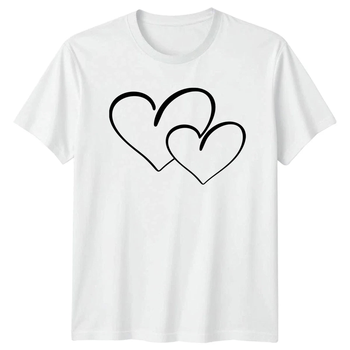 Simple Line Art Hearts Valentines T-Shirt Minimalist Aesthetic Love Couple Unisex T-shirt, Sweatshirt, Hoodie, Long Sleeve Tee - T-Shirt, Sweatshirt, Hoodie