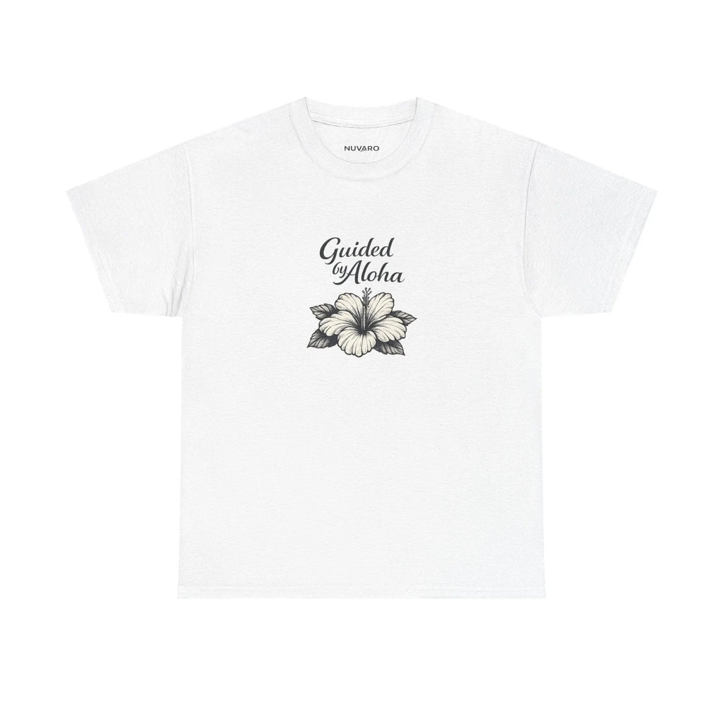 Guided by Aloha T-Shirt  Hibiscus Flower, Minimal Hawaii Design Unisex T-shirt, Sweatshirt, Hoodie, Long Sleeve Tee - T-Shirt, Sweatshirt, Hoodie
