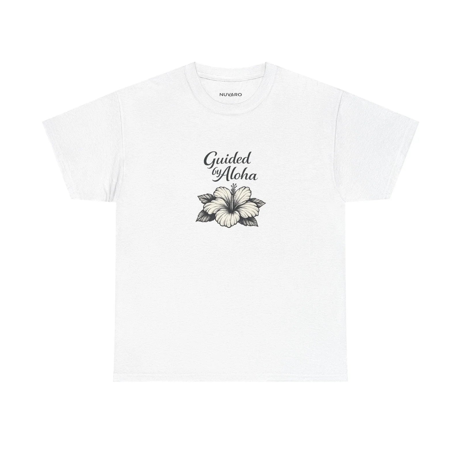 Guided by Aloha T-Shirt  Hibiscus Flower, Minimal Hawaii Design Unisex T-shirt, Sweatshirt, Hoodie, Long Sleeve Tee - T-Shirt, Sweatshirt, Hoodie