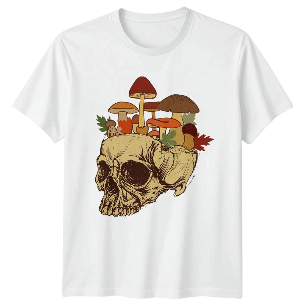 Mushroom Skull T-Shirt Forestcore Aesthetic Birthday Gift For Him And Her Unisex T-shirt, Sweatshirt, Hoodie, Long Sleeve Tee - T-Shirt, Sweatshirt, Hoodie