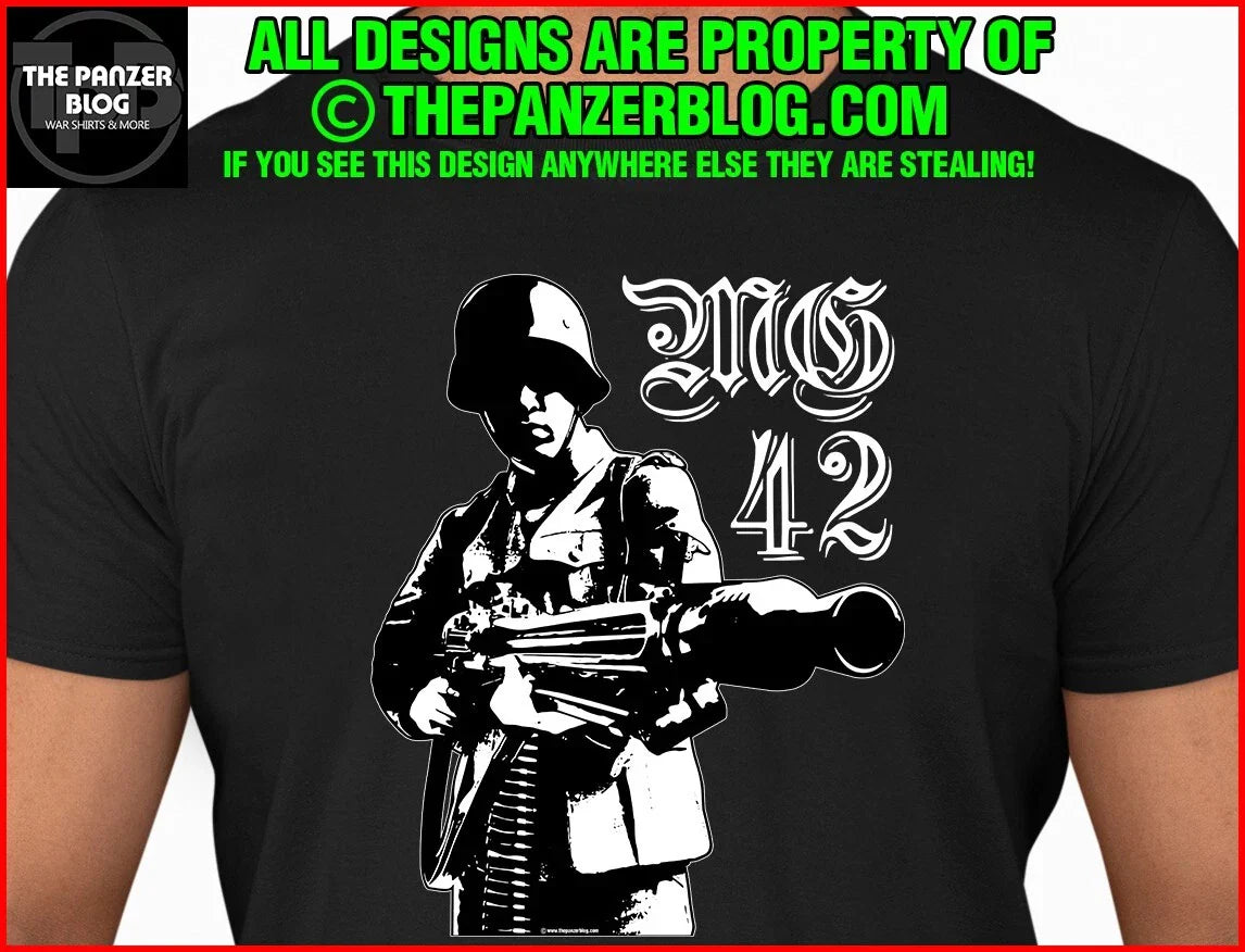 German Soldier MG42 T-Shirt WWII Wehrmacht Machine Gun Unisex T-shirt, Sweatshirt, Hoodie, Long Sleeve Tee - T-Shirt, Sweatshirt, Hoodie