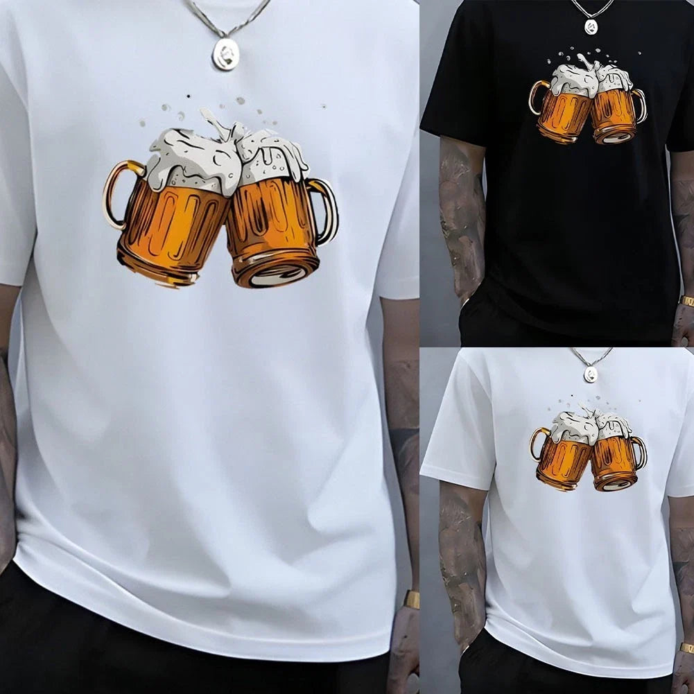 Men Short Sleeve Loose Fit Beer Graphic T Shirt O Neck Casual Spring Summer Unisex T-shirt, Sweatshirt, Hoodie, Long Sleeve Tee - T-Shirt, Sweatshirt, Hoodie