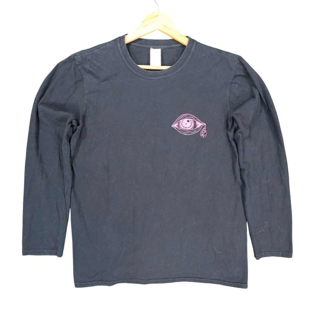 Gildan T-Shirt Mens Medium Black Cotton Long Sleeve Pink Eye Graphic Streetwear Unisex T-shirt, Sweatshirt, Hoodie, Long Sleeve Tee - T-Shirt, Sweatshirt, Hoodie