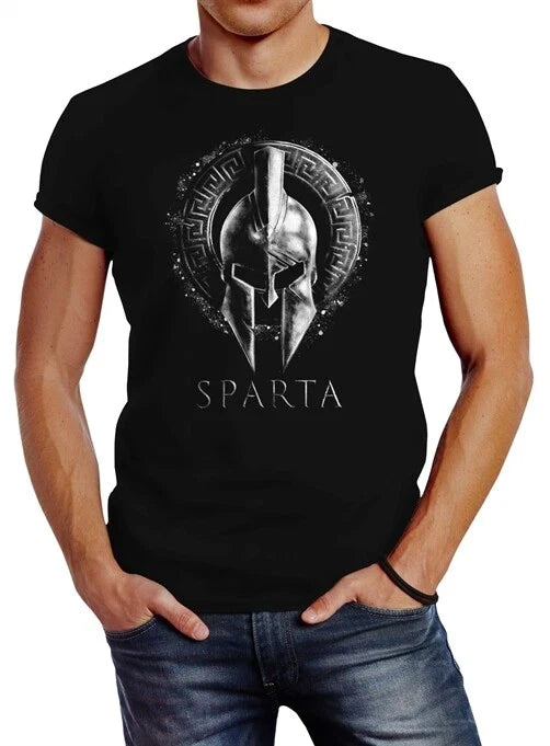Neverless men's T-shirt print Sparta helmet warrior warrior print shirt Unisex T-shirt, Sweatshirt, Hoodie, Long Sleeve Tee - T-Shirt, Sweatshirt, Hoodie