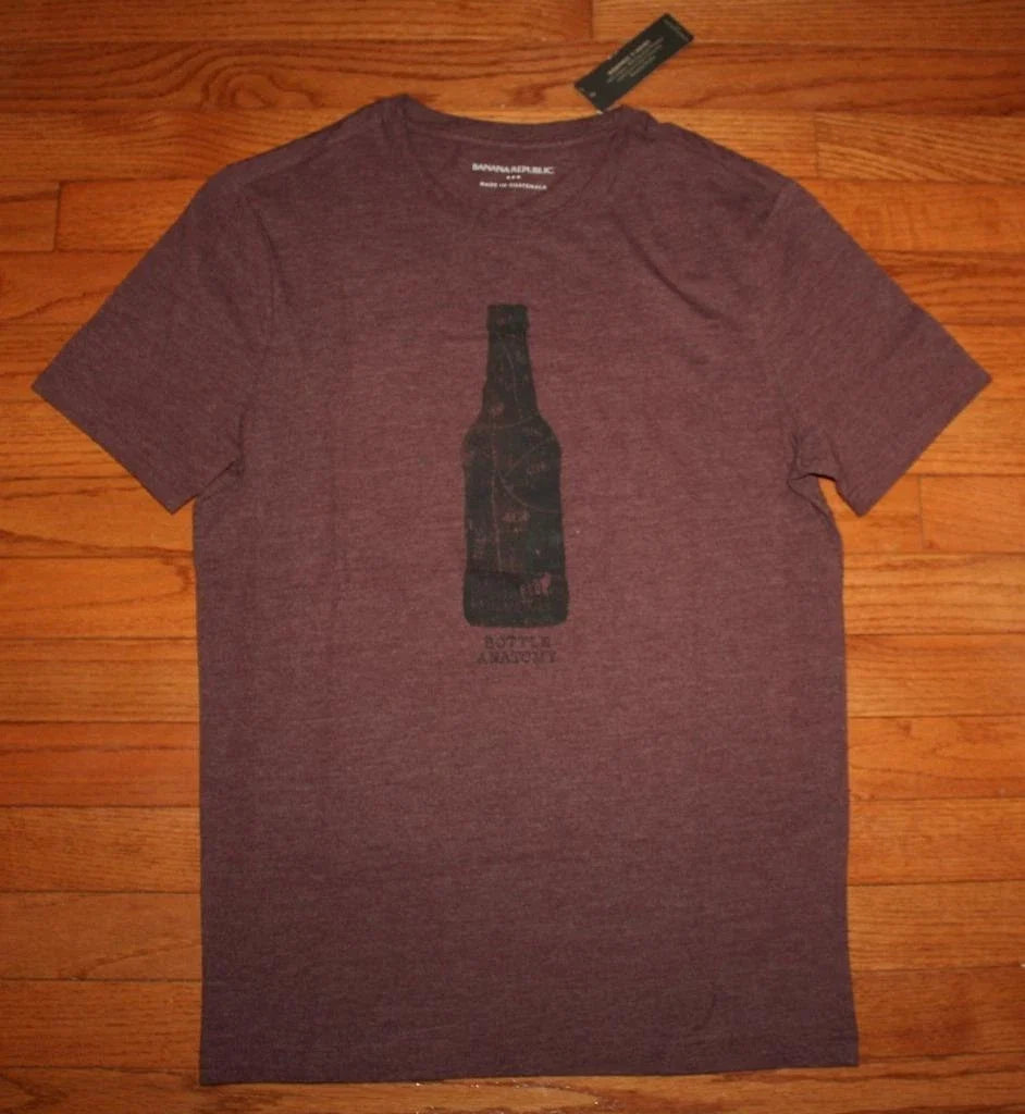 NWT Mens BANANA REPUBLIC Graphic Tee T-Shirt BEER Bottle Anatomy Wine Red *1R Unisex T-shirt, Sweatshirt, Hoodie, Long Sleeve Tee - T-Shirt, Sweatshirt, Hoodie