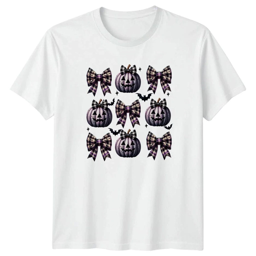 Coquette Pumpkin Bows Womens T-Shirt Coquette Aesthetic Halloween Gift For Her Unisex T-shirt, Sweatshirt, Hoodie, Long Sleeve Tee - T-Shirt, Sweatshirt, Hoodie