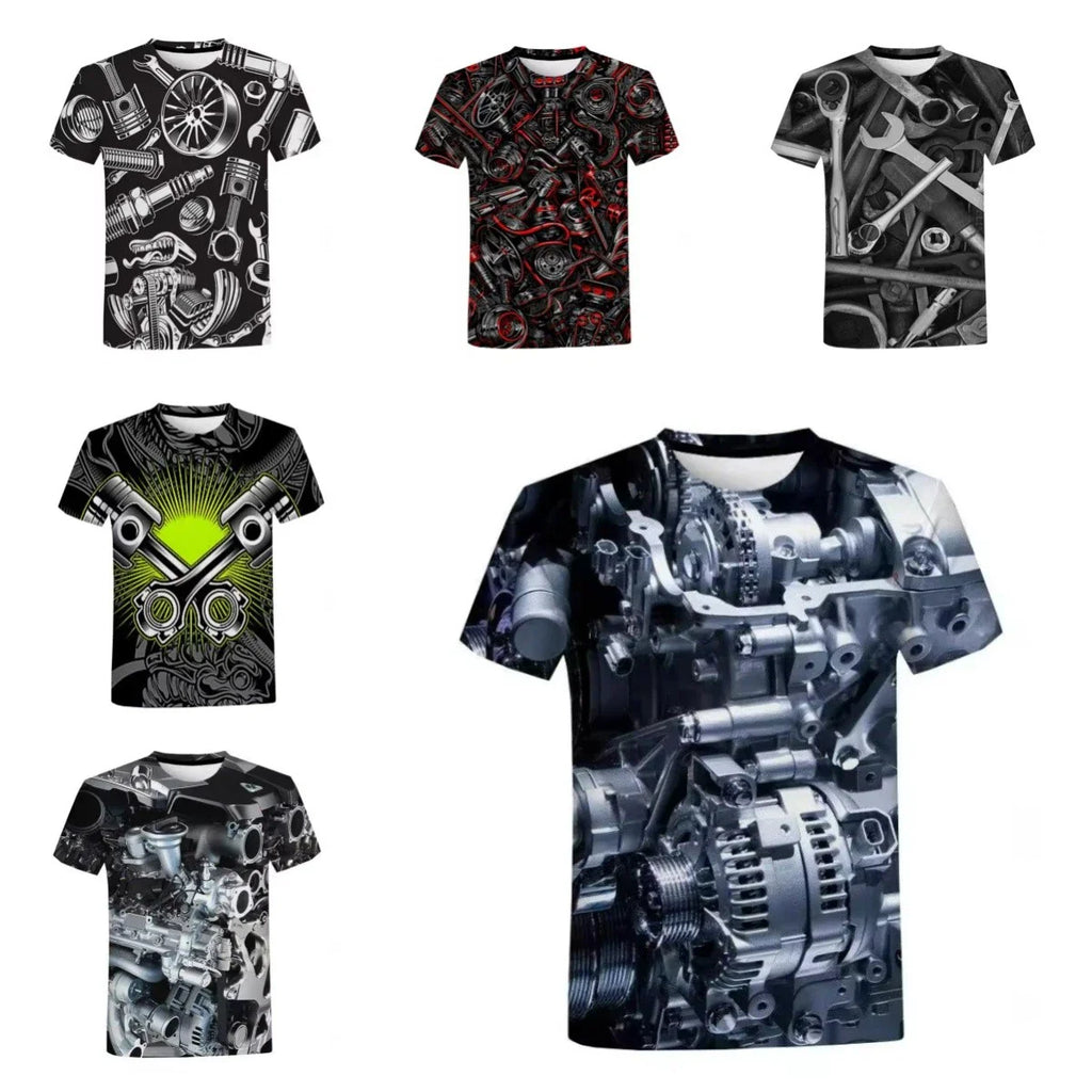 3D Print Women Men Short Sleeve T-shirt Casual Tee Engine Mechanical Streetwear Unisex T-shirt, Sweatshirt, Hoodie, Long Sleeve Tee - T-Shirt, Sweatshirt, Hoodie