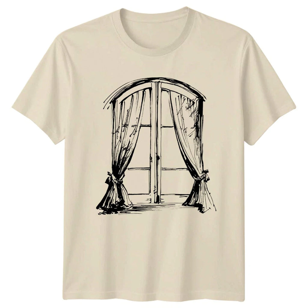 Black And White Ink Sketch Of T-Shirt Architectural Line Art Aesthetic Decor Unisex T-shirt, Sweatshirt, Hoodie, Long Sleeve Tee - T-Shirt, Sweatshirt, Hoodie