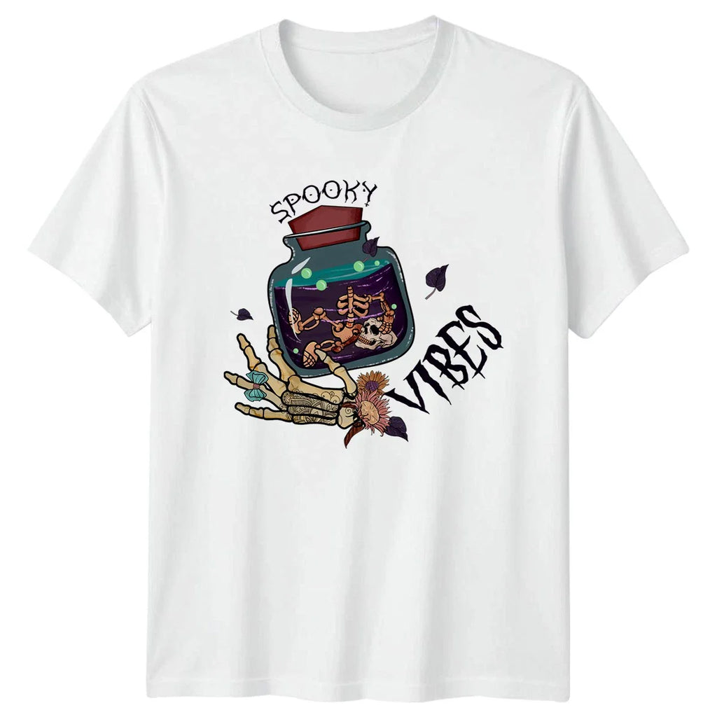 Spooky Vibes Womens T-Shirt Gothic Skeleton Halloween Gift For Her Unisex T-shirt, Sweatshirt, Hoodie, Long Sleeve Tee - T-Shirt, Sweatshirt, Hoodie