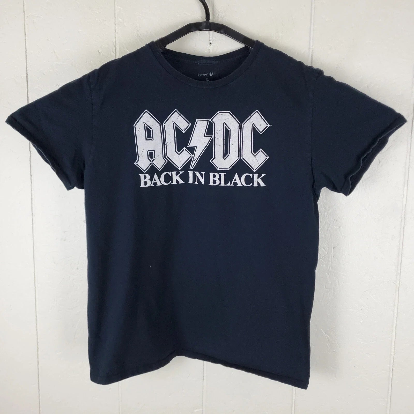 ACDC Shirt Mens Large Black Graphic Crew Neck Short Sleeve Stretch Pullover Unisex T-shirt, Sweatshirt, Hoodie, Long Sleeve Tee - T-Shirt, Sweatshirt, Hoodie