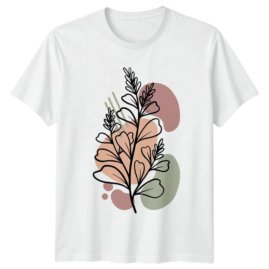 Abstract Botanical Minimalist Line Art Womens T-Shirt Boho Aesthetic Nature Unisex T-shirt, Sweatshirt, Hoodie, Long Sleeve Tee - T-Shirt, Sweatshirt, Hoodie