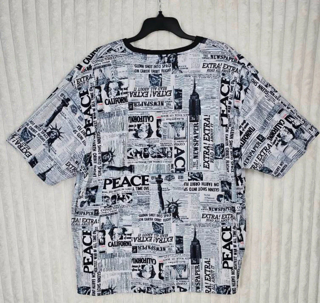 Fresh Prints of Bel-Air Black & White Peace Design Short Sleeve Shirt Size 4XL Unisex T-shirt, Sweatshirt, Hoodie, Long Sleeve Tee - T-Shirt, Sweatshirt, Hoodie