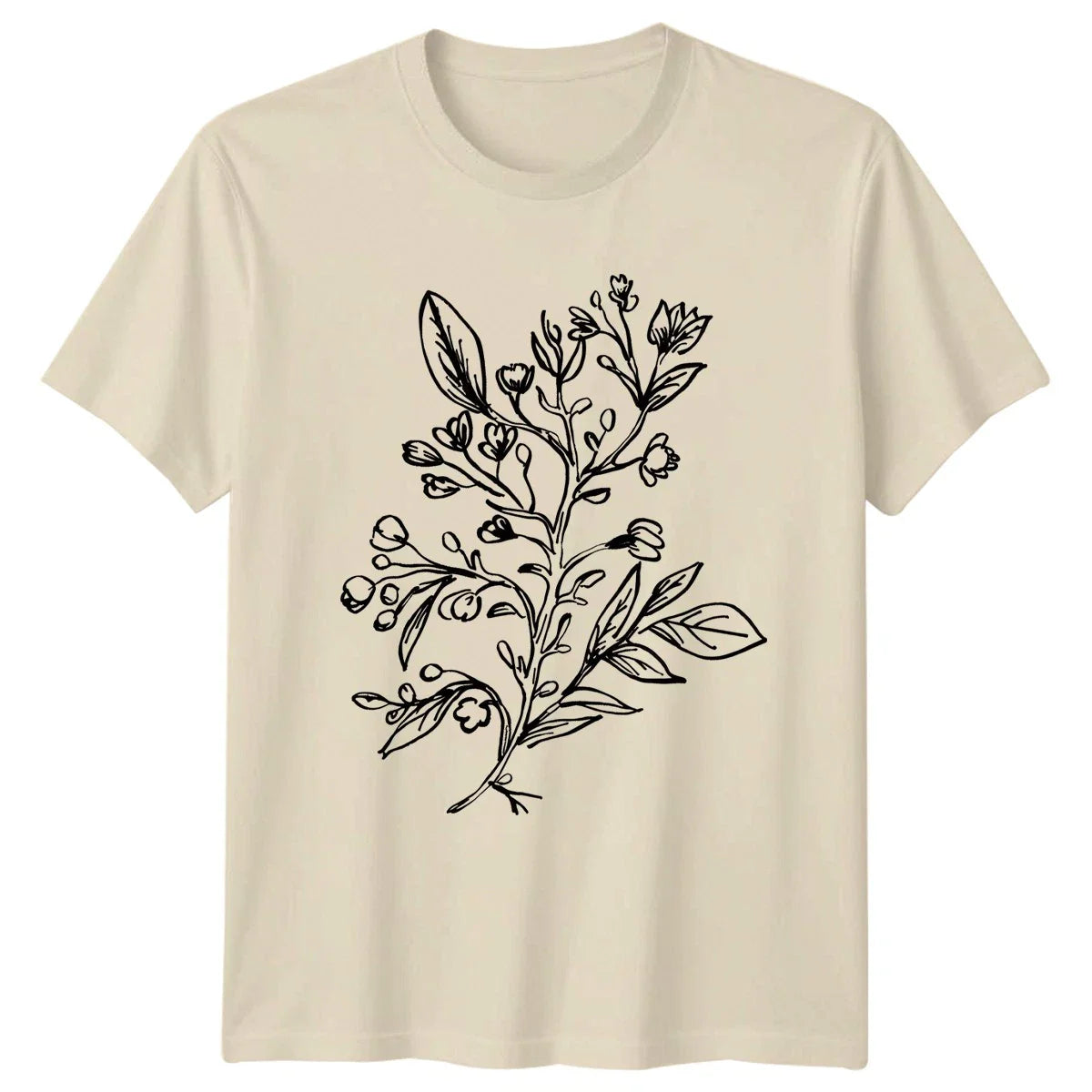 Minimalist Wildflower Bouquet Sketch Womens T-Shirt Line Art Botanical Unisex T-shirt, Sweatshirt, Hoodie, Long Sleeve Tee - T-Shirt, Sweatshirt, Hoodie