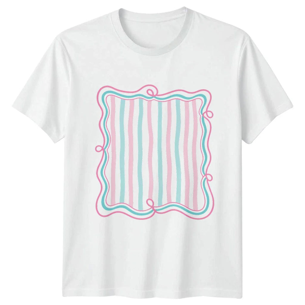 Summer Preppy Striped Frame Womens T-Shirt Aesthetic Birthday Gift For Her Unisex T-shirt, Sweatshirt, Hoodie, Long Sleeve Tee - T-Shirt, Sweatshirt, Hoodie