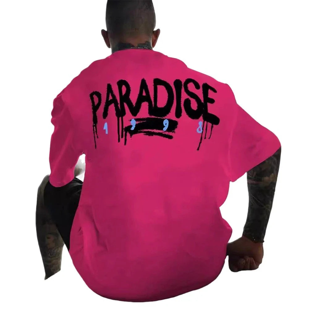 Mens Rose Colored Printed Tshirt Street Fashion Casual for Autumn Winter Unisex T-shirt, Sweatshirt, Hoodie, Long Sleeve Tee - T-Shirt, Sweatshirt, Hoodie