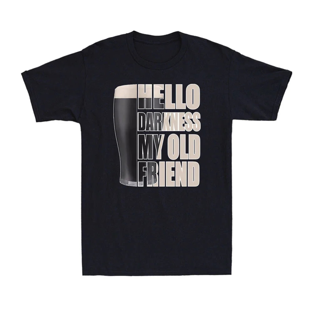 Hello Darkness My Old Friend Stout Beer Funny Dark Beer Vintage Men's T-Shirt Unisex T-shirt, Sweatshirt, Hoodie, Long Sleeve Tee - T-Shirt, Sweatshirt, Hoodie