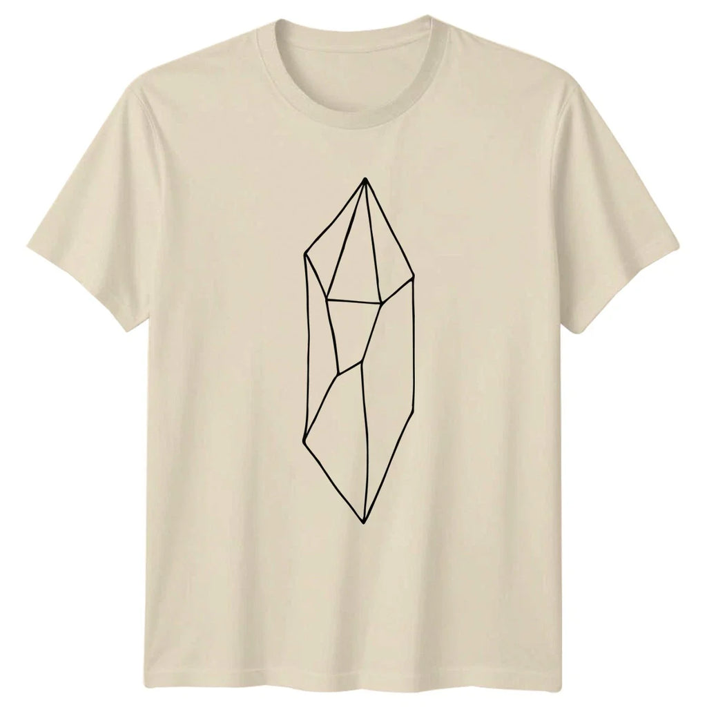 Minimalist Crystal Gemstone Outline T-Shirt Geometric Art Crystal Unisex T-shirt, Sweatshirt, Hoodie, Long Sleeve Tee - T-Shirt, Sweatshirt, Hoodie