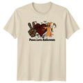 Peace Love Halloween T-Shirt Retro Spooky Halloween Halloween Gift For Him Unisex T-shirt, Sweatshirt, Hoodie, Long Sleeve Tee - T-Shirt, Sweatshirt, Hoodie