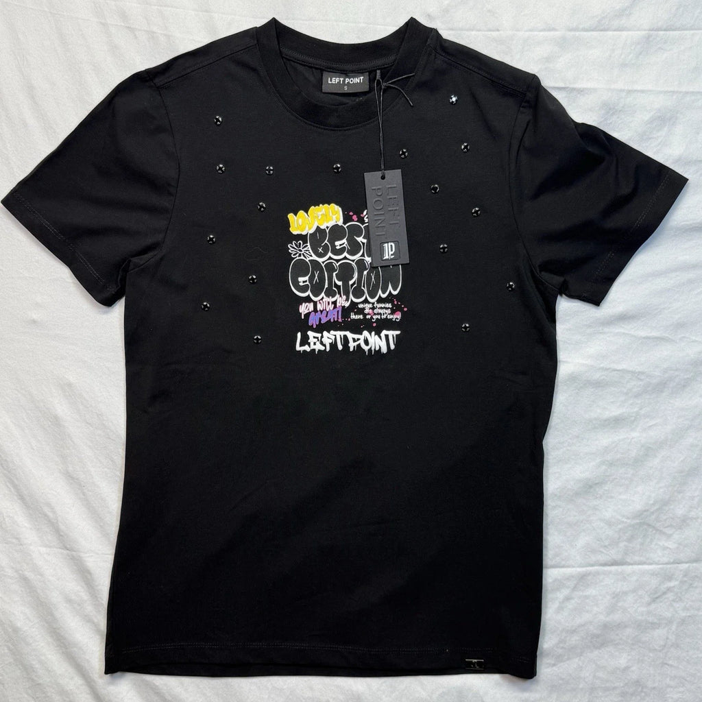 Left Point Men's White T-Shirt Crew Neck Rhinestone Size 2XL Short Sleeve NWT Unisex T-shirt, Sweatshirt, Hoodie, Long Sleeve Tee - T-Shirt, Sweatshirt, Hoodie