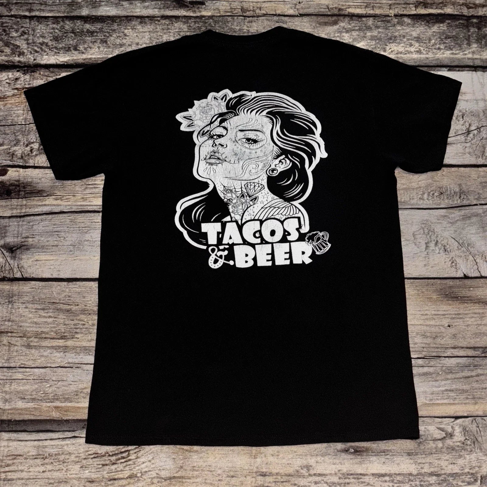 Tacos & Beer  Graphic T-Shirt  Adult Size Medium Unisex T-shirt, Sweatshirt, Hoodie, Long Sleeve Tee - T-Shirt, Sweatshirt, Hoodie