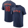 Ohtani 16 Japan Baseball 2026 World Baseball Classic Name & Number T-Shirt, Navy Unisex T-shirt, Sweatshirt, Hoodie, Long Sleeve Tee - T-Shirt, Sweatshirt, Hoodie