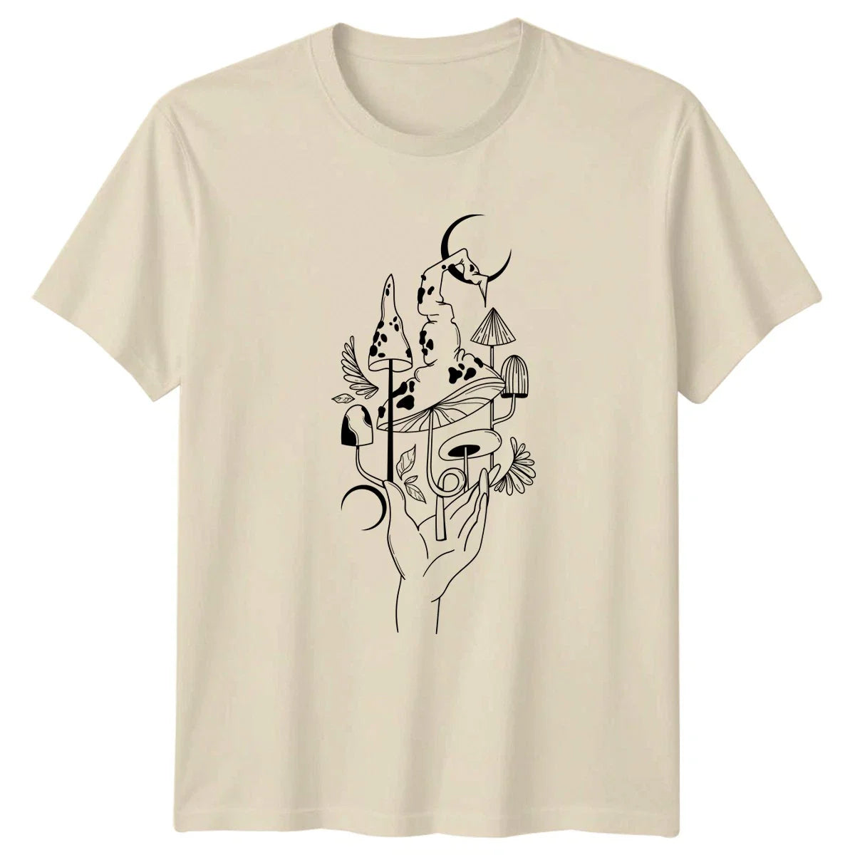 Magical Mushroom Hand Moon Botanical T-Shirt Mushroom Lover Nature Unisex T-shirt, Sweatshirt, Hoodie, Long Sleeve Tee - T-Shirt, Sweatshirt, Hoodie