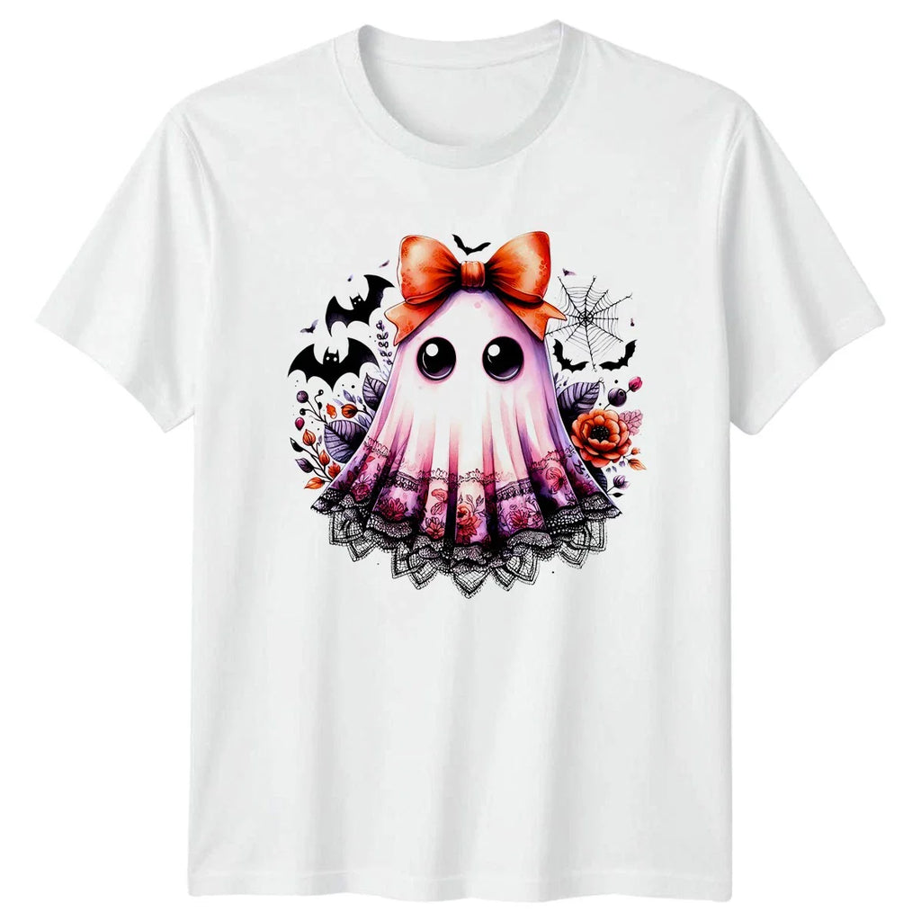 Cute Ghost Floral Halloween Graphic Tee Mens Womens Unisex Top Unisex T-shirt, Sweatshirt, Hoodie, Long Sleeve Tee - T-Shirt, Sweatshirt, Hoodie