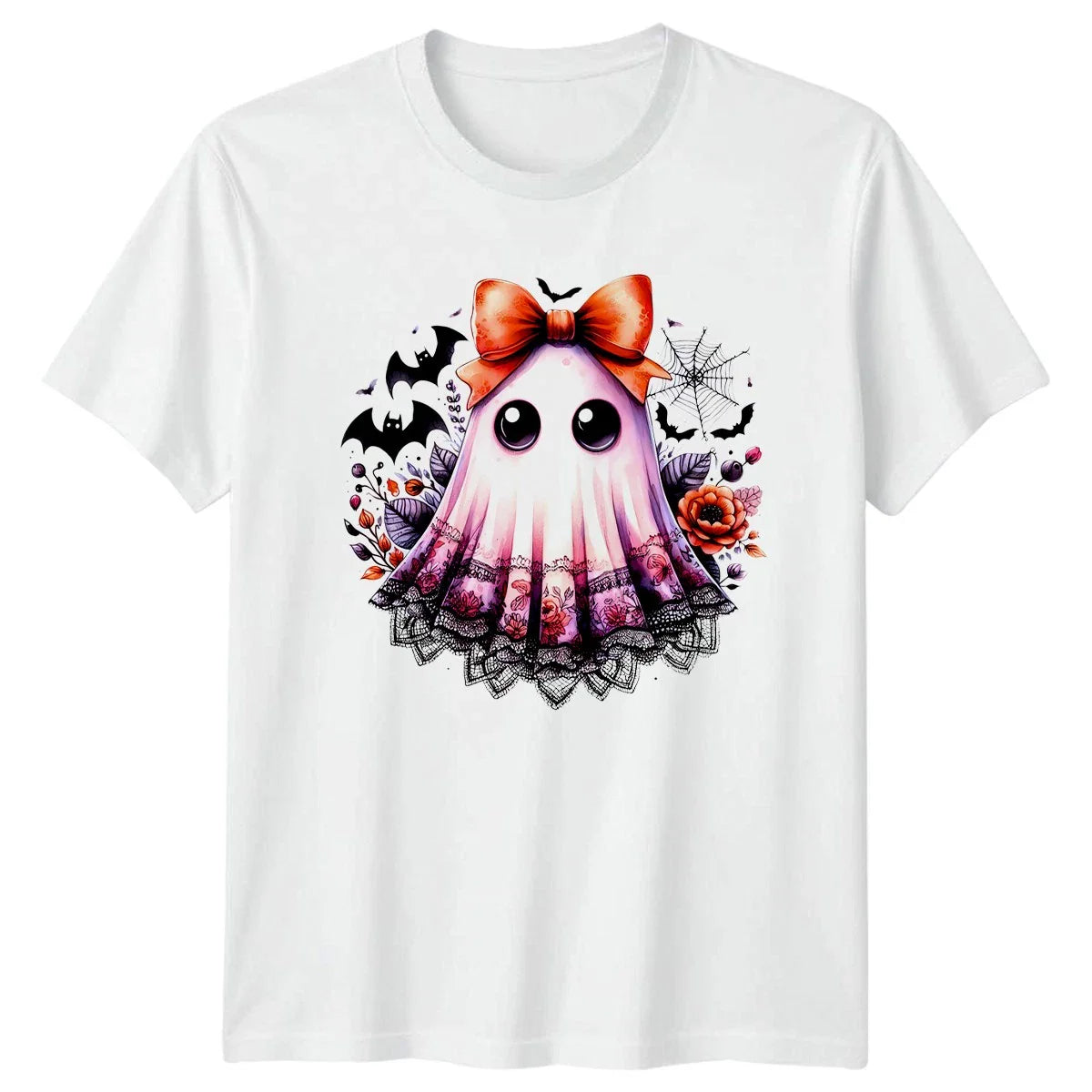 Cute Ghost Floral Halloween Graphic Tee Mens Womens Unisex Top Unisex T-shirt, Sweatshirt, Hoodie, Long Sleeve Tee - T-Shirt, Sweatshirt, Hoodie