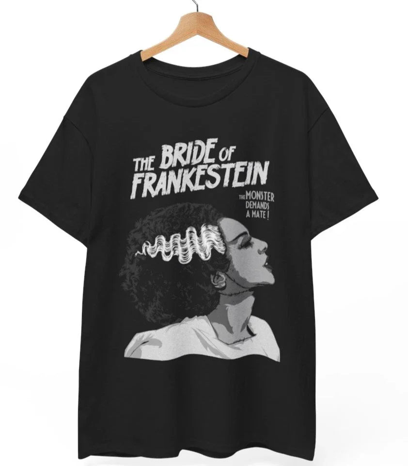 The Bride of Frankenstein T Shirt, FRANKENSTEIN Horror Monster Movie Unisex Tee Unisex T-shirt, Sweatshirt, Hoodie, Long Sleeve Tee - T-Shirt, Sweatshirt, Hoodie