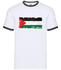 Palestine Grunge Style Men's Flag Ringer T-Shirt - Cotton Short Sleeve Unisex T-shirt, Sweatshirt, Hoodie, Long Sleeve Tee - T-Shirt, Sweatshirt, Hoodie