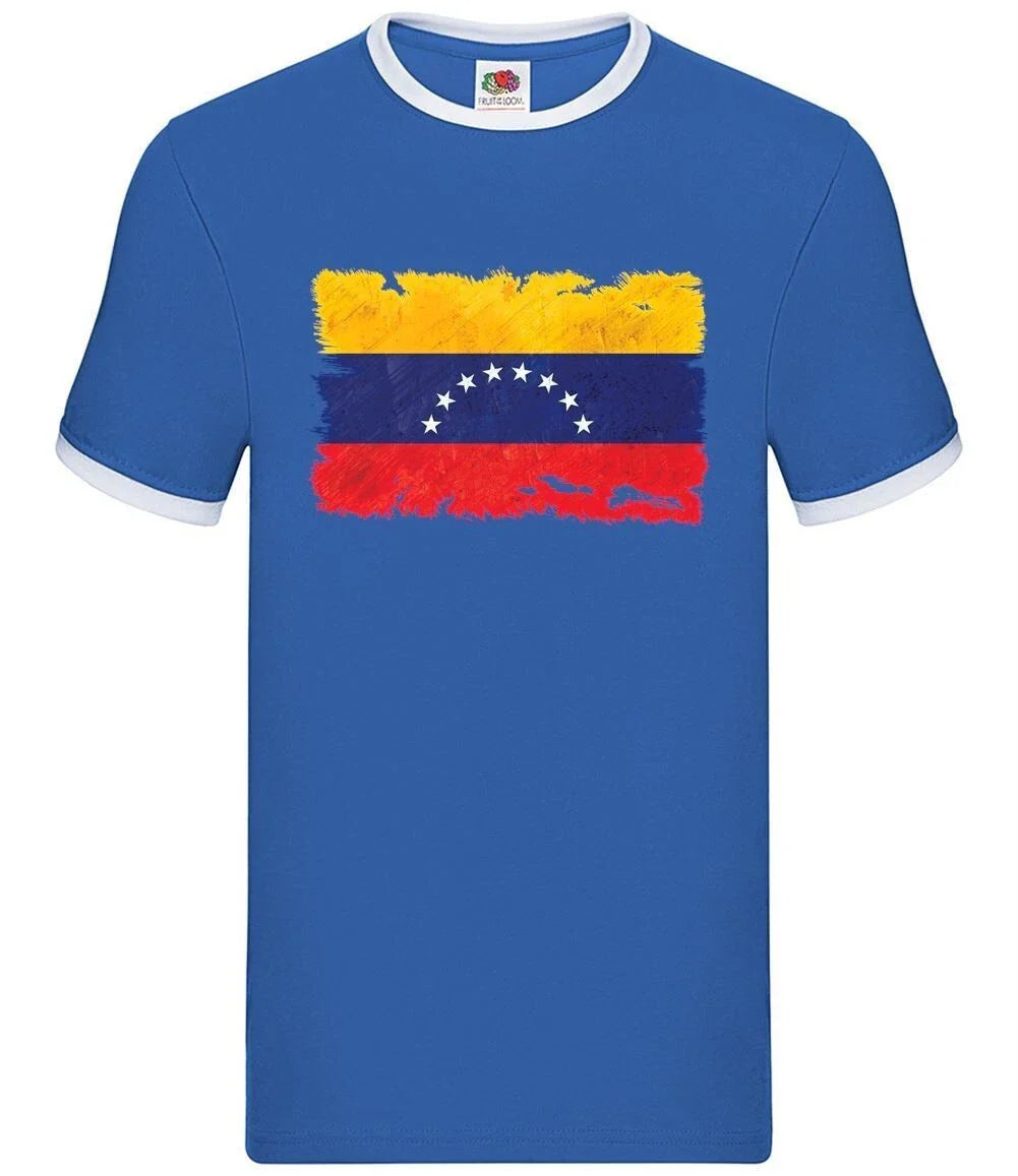 Venezuela Grunge Style Drapeau - Hommes Contraste - Vnzulien Amour Live Pays Unisex T-shirt, Sweatshirt, Hoodie, Long Sleeve Tee - T-Shirt, Sweatshirt, Hoodie