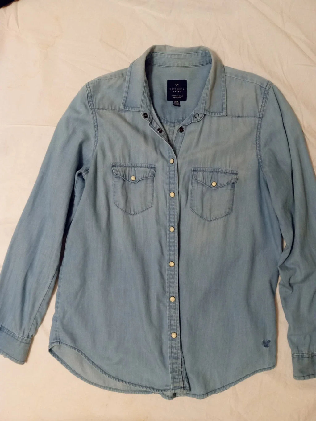 American Eagle Outfitter - pale blue boyfriend shirt long sleeves -Womens medium Unisex T-shirt, Sweatshirt, Hoodie, Long Sleeve Tee - T-Shirt, Sweatshirt, Hoodie