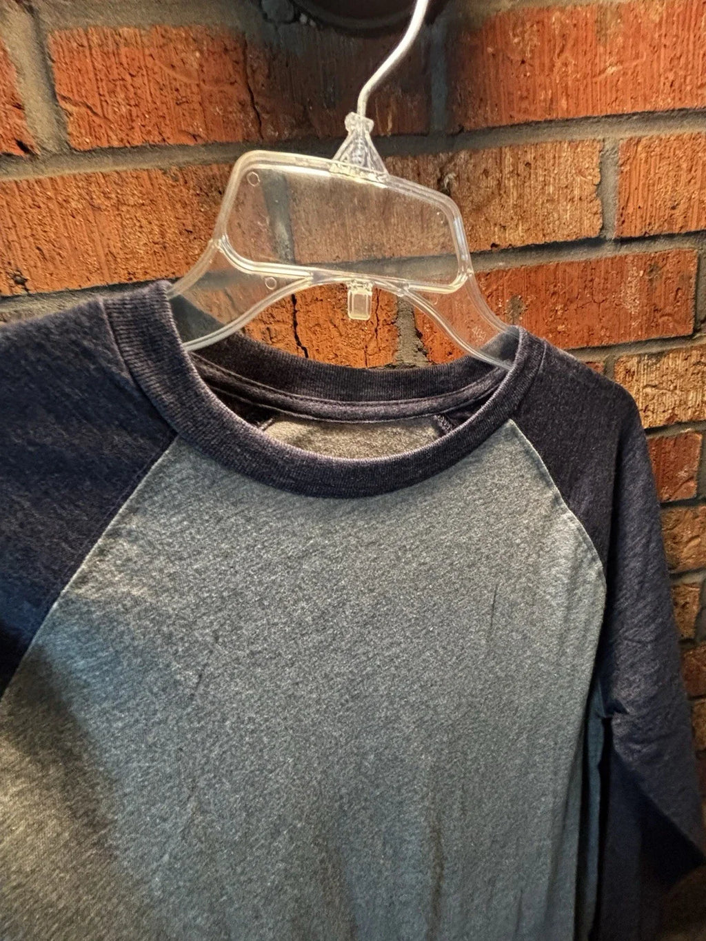 New Mens Medium Fanatics Brand Tshirt Soft Gray/Blue Long Sleeve Baseball Style Unisex T-shirt, Sweatshirt, Hoodie, Long Sleeve Tee - T-Shirt, Sweatshirt, Hoodie