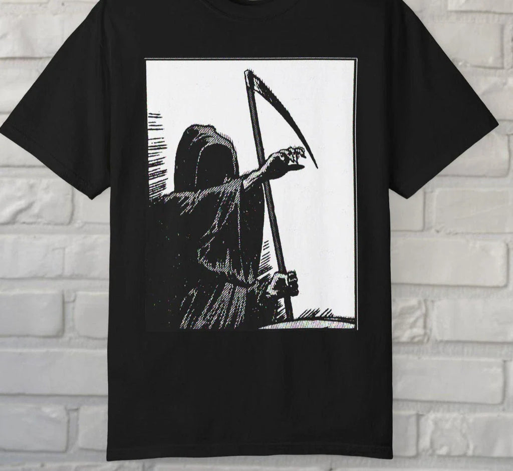 Grim Reaper Comic Shirt Vintage Goth Punk Dark Aesthetic Halloween Unisex Tee Unisex T-shirt, Sweatshirt, Hoodie, Long Sleeve Tee - T-Shirt, Sweatshirt, Hoodie