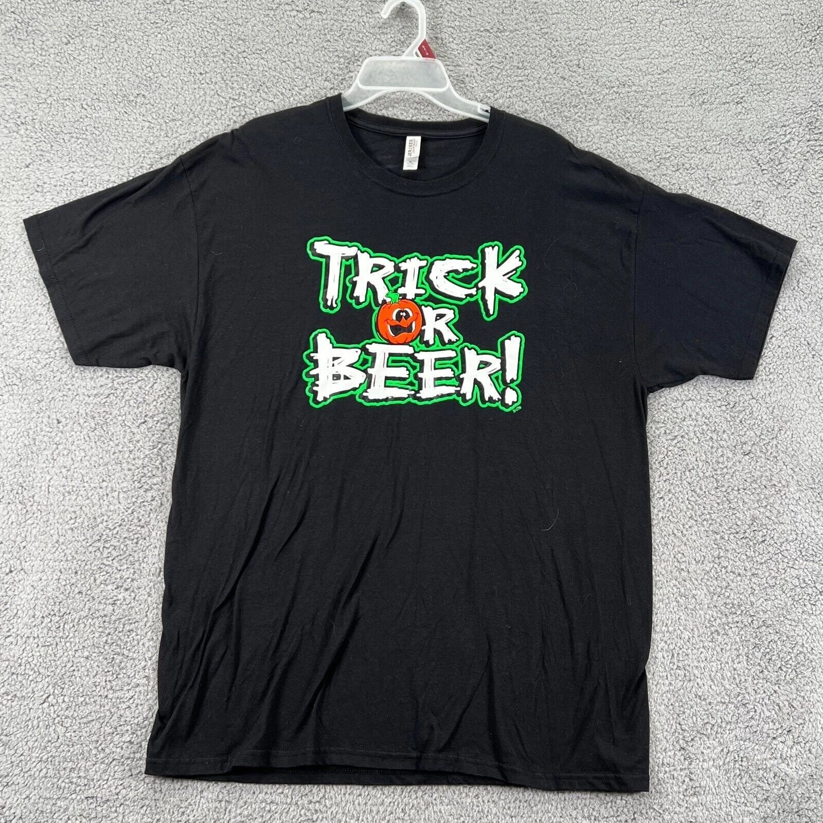 Jerzees Men's Black Trick Or Beer Cotton Crew Neck Short Sleeve T Shirt Size XL Unisex T-shirt, Sweatshirt, Hoodie, Long Sleeve Tee - T-Shirt, Sweatshirt, Hoodie
