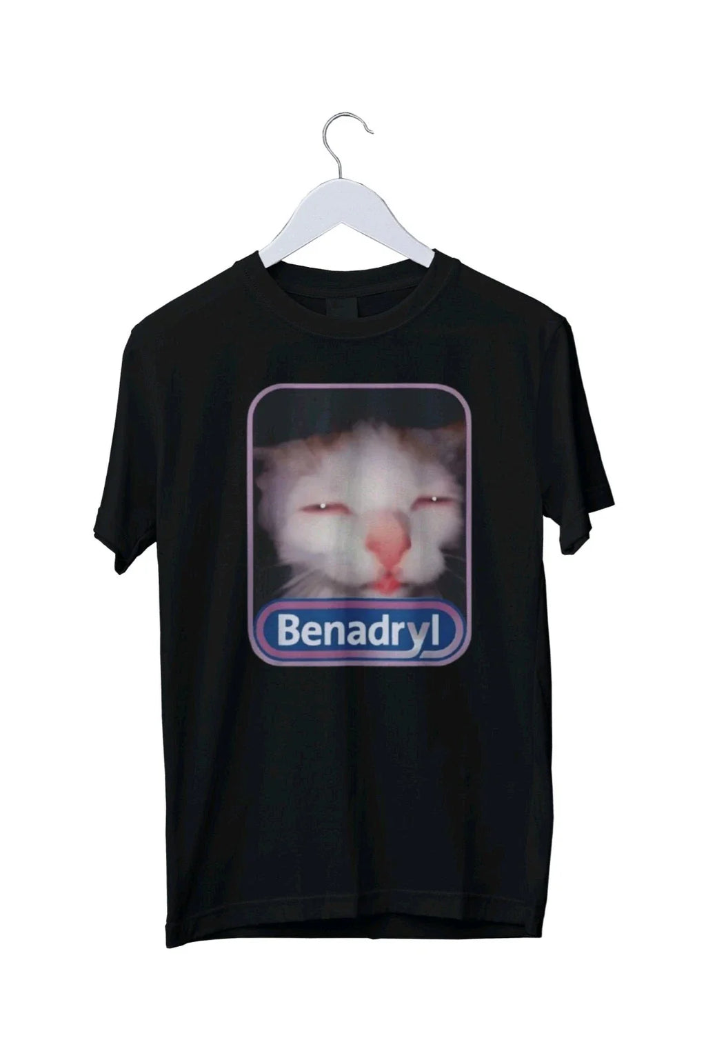 Benadryl Meme Cat Benny Cute & Funny MemeGraphic T-Shirt Mens S M L XL 2 3 4 XL Unisex T-shirt, Sweatshirt, Hoodie, Long Sleeve Tee - T-Shirt, Sweatshirt, Hoodie