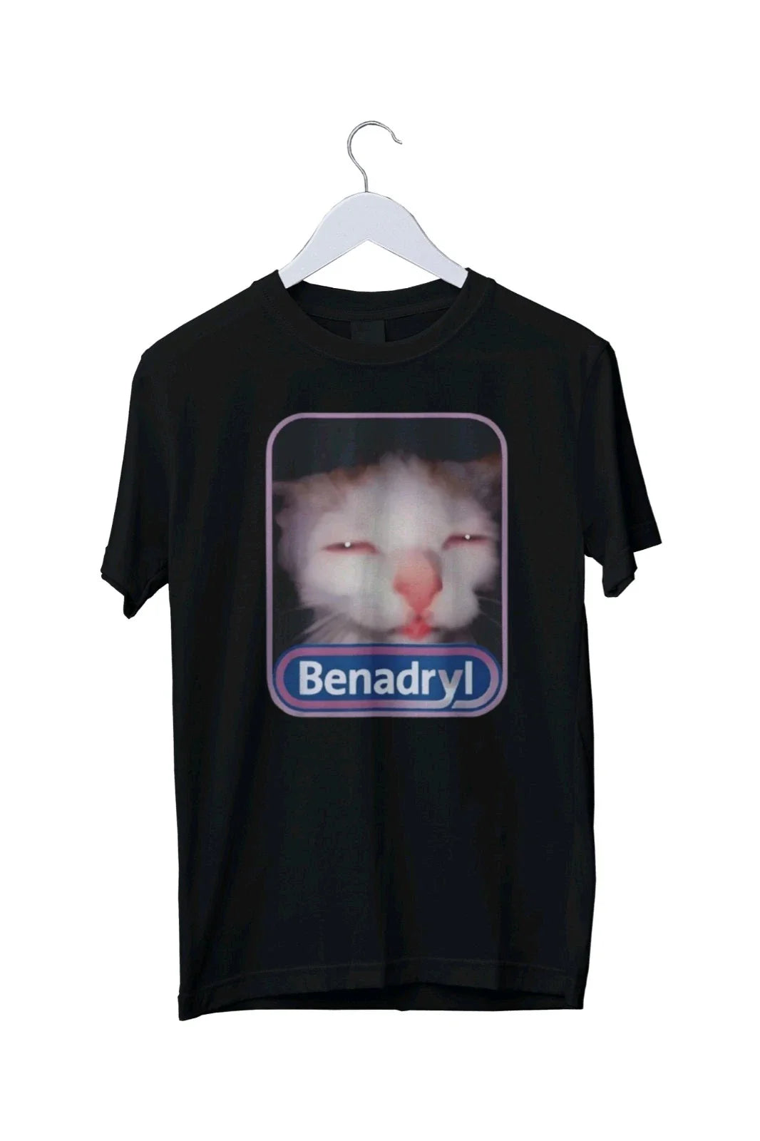 Benadryl Meme Cat Benny Cute & Funny MemeGraphic T-Shirt Mens S M L XL 2 3 4 XL Unisex T-shirt, Sweatshirt, Hoodie, Long Sleeve Tee - T-Shirt, Sweatshirt, Hoodie
