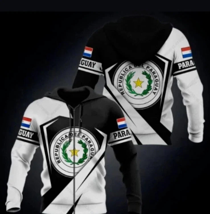 Paraguayan Hoodie with Zipper - Size XXL Unisex T-shirt, Sweatshirt, Hoodie, Long Sleeve Tee - T-Shirt, Sweatshirt, Hoodie