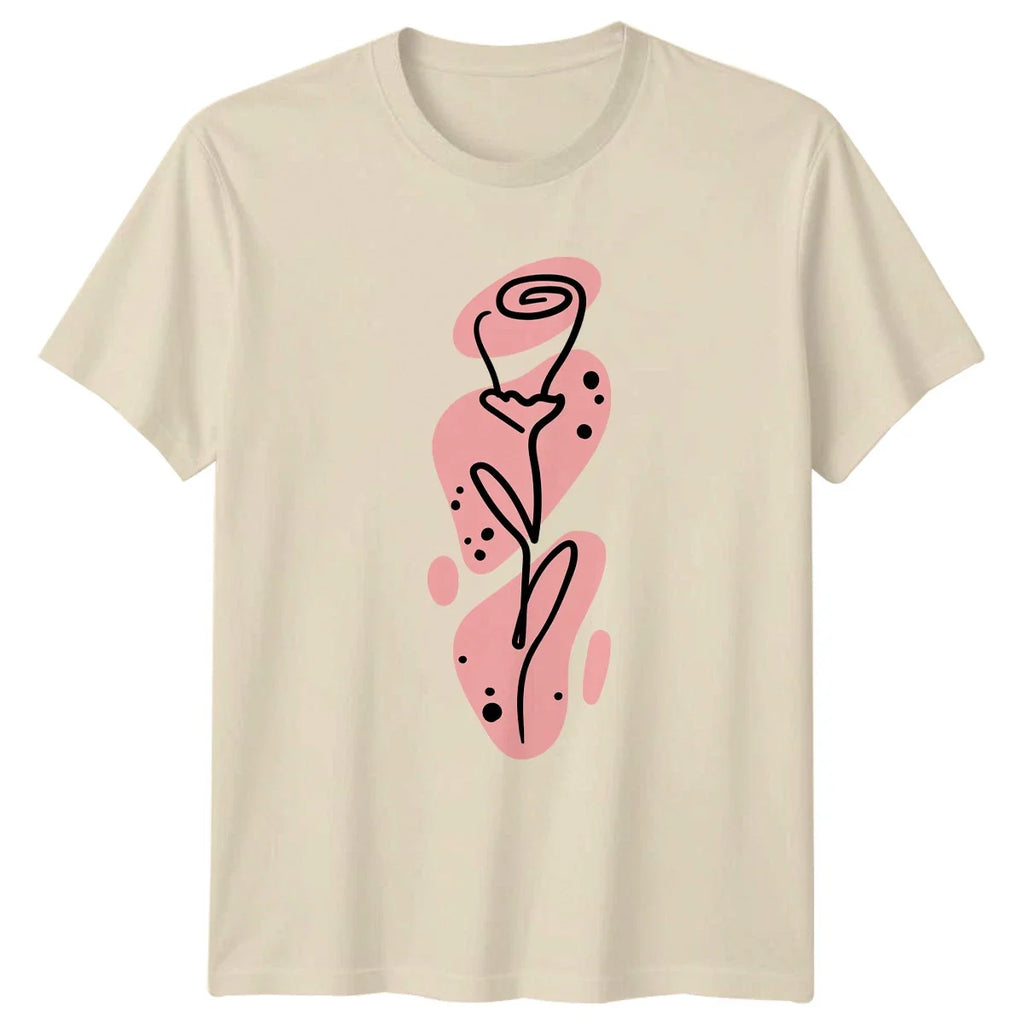 Minimalist Rose Line Art T-Shirt Abstract Floral Botanical Design Birthday Gift Unisex T-shirt, Sweatshirt, Hoodie, Long Sleeve Tee - T-Shirt, Sweatshirt, Hoodie