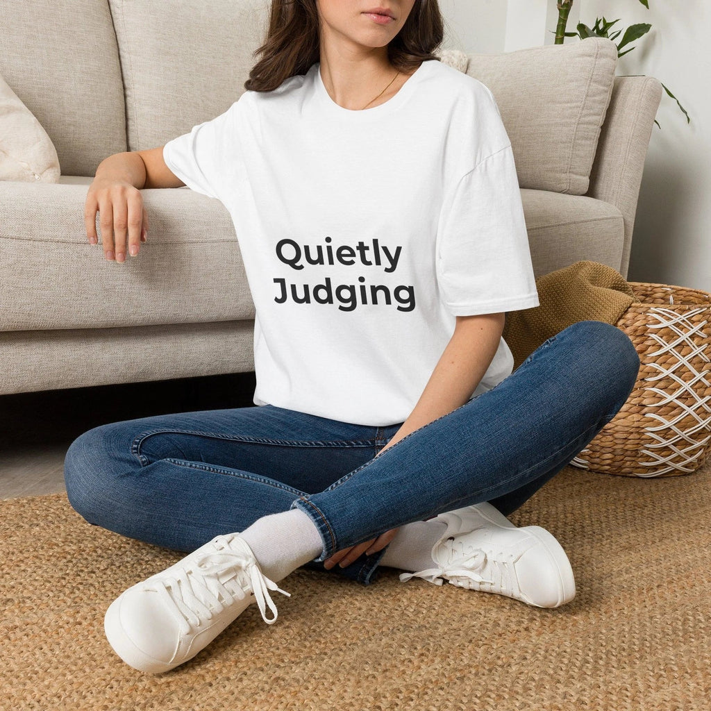 Quietly Judging T-Shirt | Minimalist Funny Text Tee Unisex T-shirt, Sweatshirt, Hoodie, Long Sleeve Tee - T-Shirt, Sweatshirt, Hoodie
