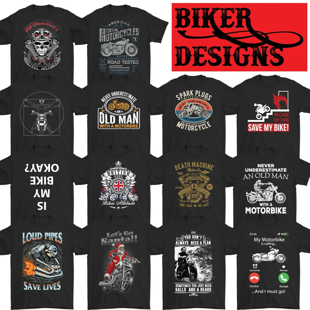 BIKER T-SHIRT Motorbike Motorcycle Cafe Racer Chopper Bike Mens Funny Skull Top Unisex T-shirt, Sweatshirt, Hoodie, Long Sleeve Tee - T-Shirt, Sweatshirt, Hoodie