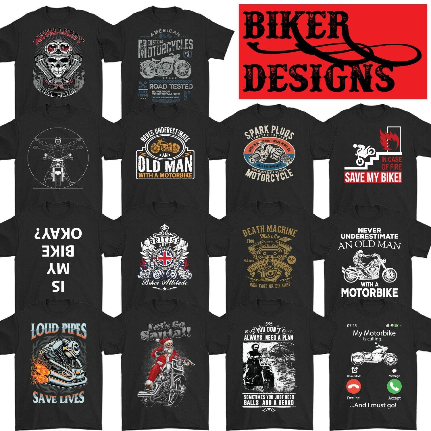 BIKER T-SHIRT Motorbike Motorcycle Cafe Racer Chopper Bike Mens Funny Skull Top Unisex T-shirt, Sweatshirt, Hoodie, Long Sleeve Tee - T-Shirt, Sweatshirt, Hoodie