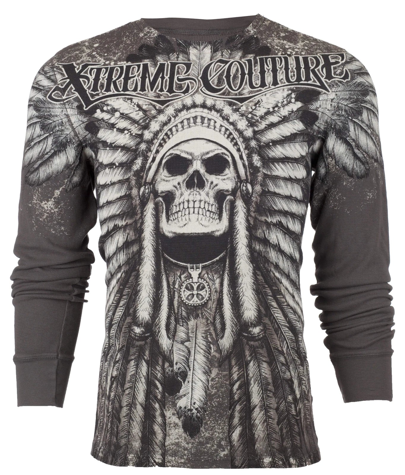 Xtreme Couture by Affliction Men's Thermal Shirt Pala Skull Unisex T-shirt, Sweatshirt, Hoodie, Long Sleeve Tee - T-Shirt, Sweatshirt, Hoodie