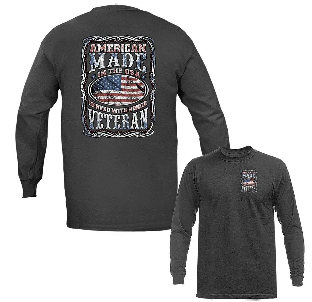 American Made in USA Military Veteran Patriotic US Flag Long Sleeve Unisex T-shirt, Sweatshirt, Hoodie, Long Sleeve Tee - T-Shirt, Sweatshirt, Hoodie