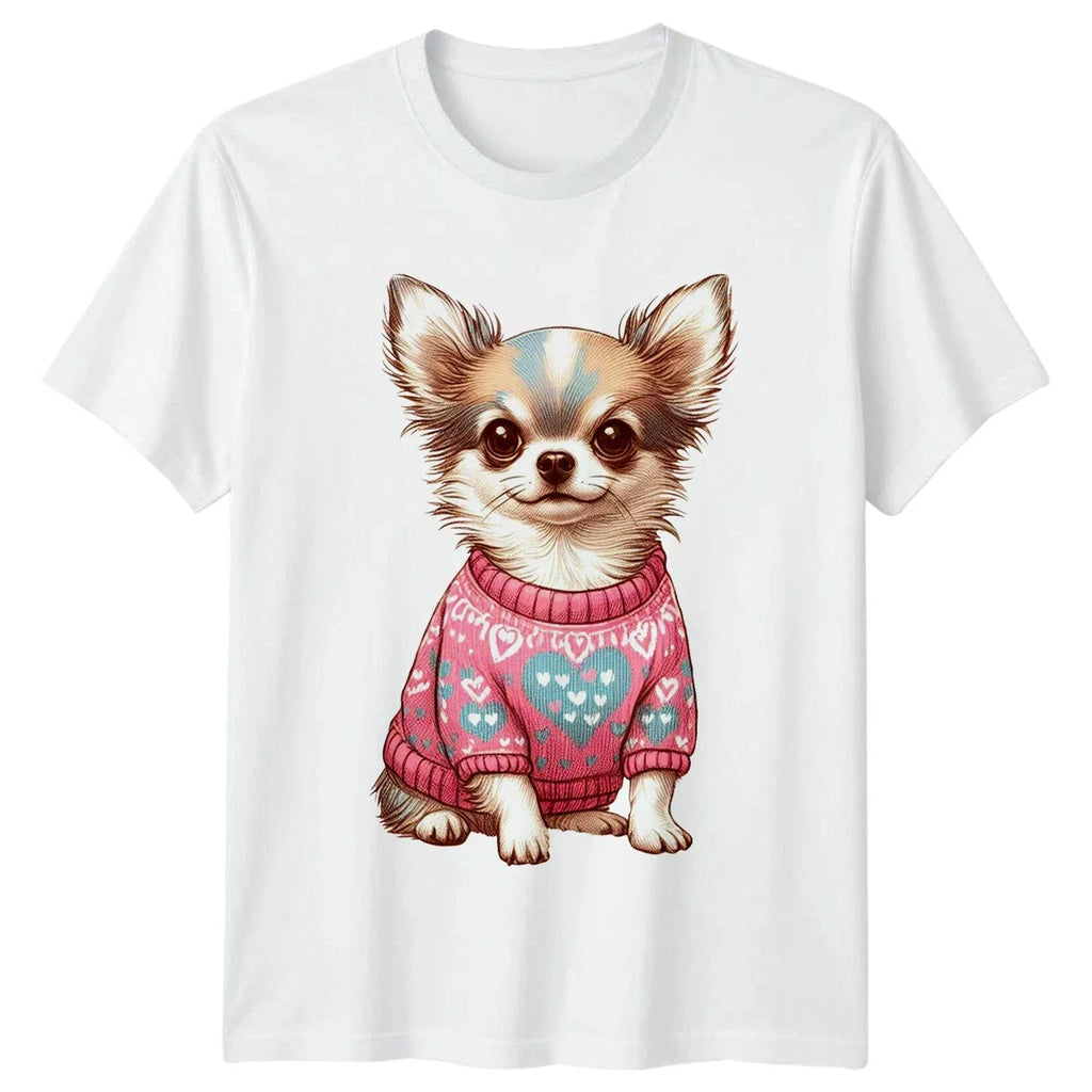 Cute Fluffy Chihuahua Puppy Wearing Womens T-Shirt Long Haired Chihuahua Dog Unisex T-shirt, Sweatshirt, Hoodie, Long Sleeve Tee - T-Shirt, Sweatshirt, Hoodie