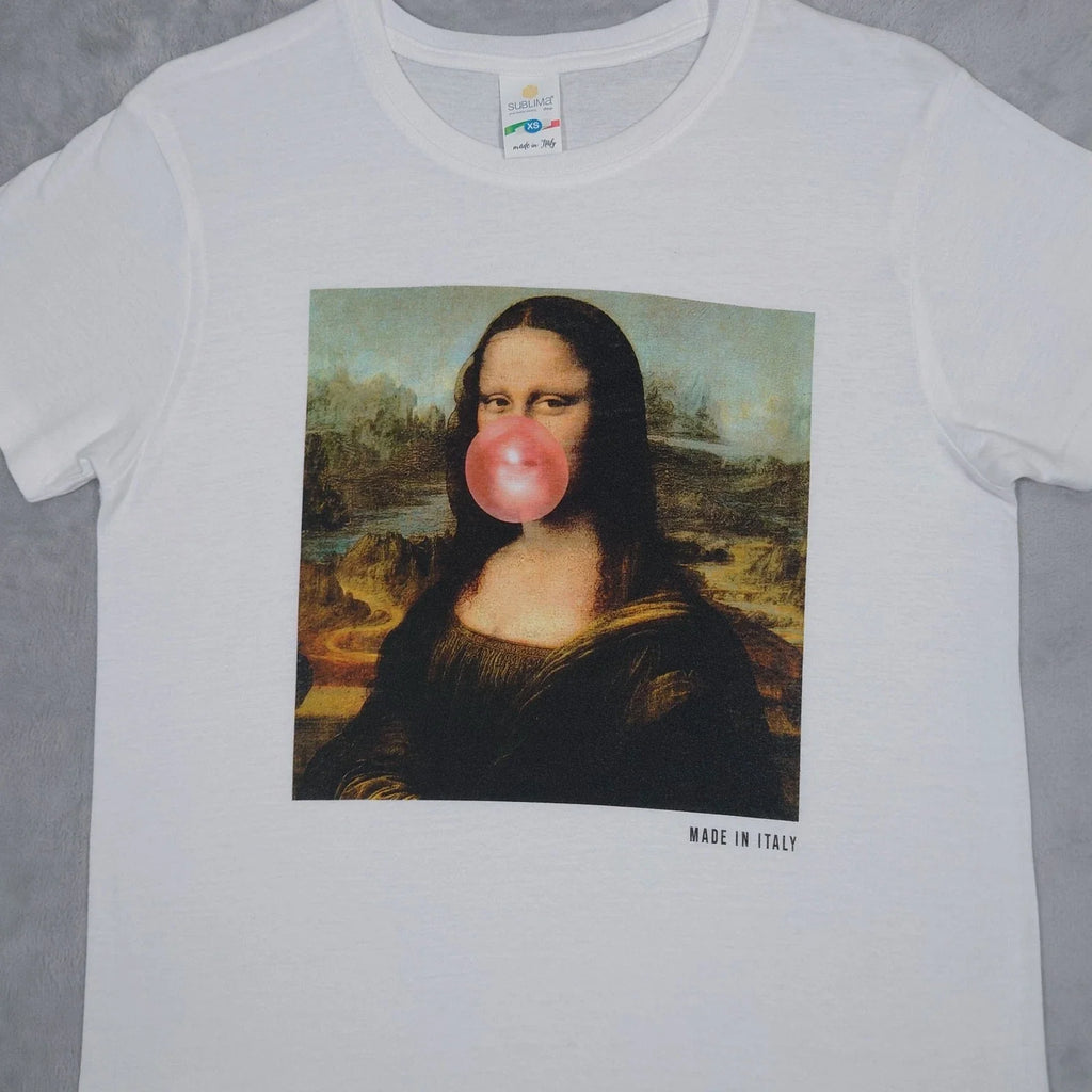 Mona Lisa Bubble Gum T-shirt Mens XS Made In Italy Tee Dope Street Wear Cotton Unisex T-shirt, Sweatshirt, Hoodie, Long Sleeve Tee - T-Shirt, Sweatshirt, Hoodie